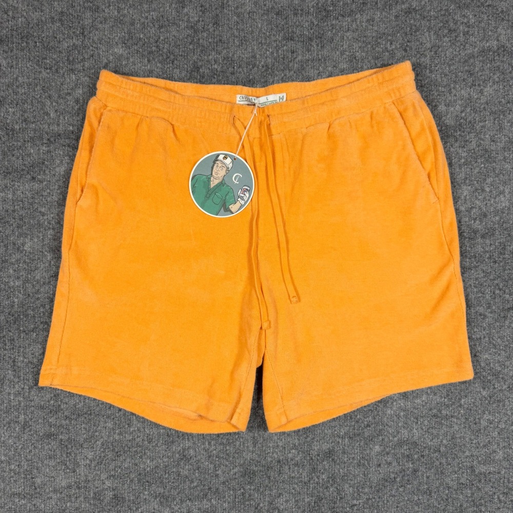 Criquet Mens Terry Cloth Shorts Large Orange Summer Lounge NWT